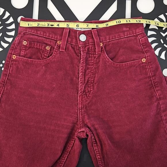 Re/Done Originals High Rise Straight Cropped Corduroy Jeans Burgundy | Women 24 - Picture 8 of 15